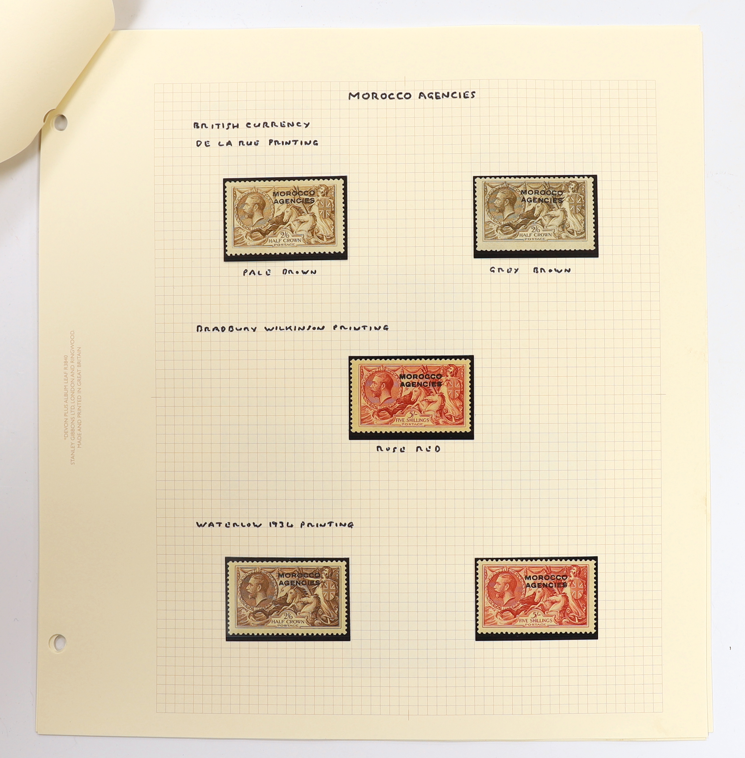 A selection Of Overprinted Seahorse stamps mint (24) including Bechuanaland 2/6d. (2) and 5/- (2), Morocco Agencies to 12p. on 10/- (2), Nauru